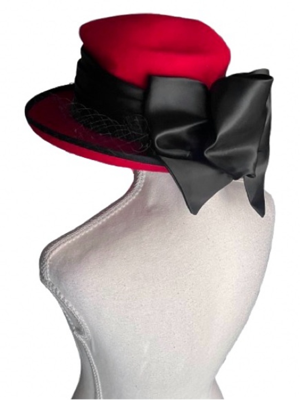 Vintage Saks PETER BETTLEY LONDON Hat Red Hat Kentucky Derby Felted Wool?50s 60s